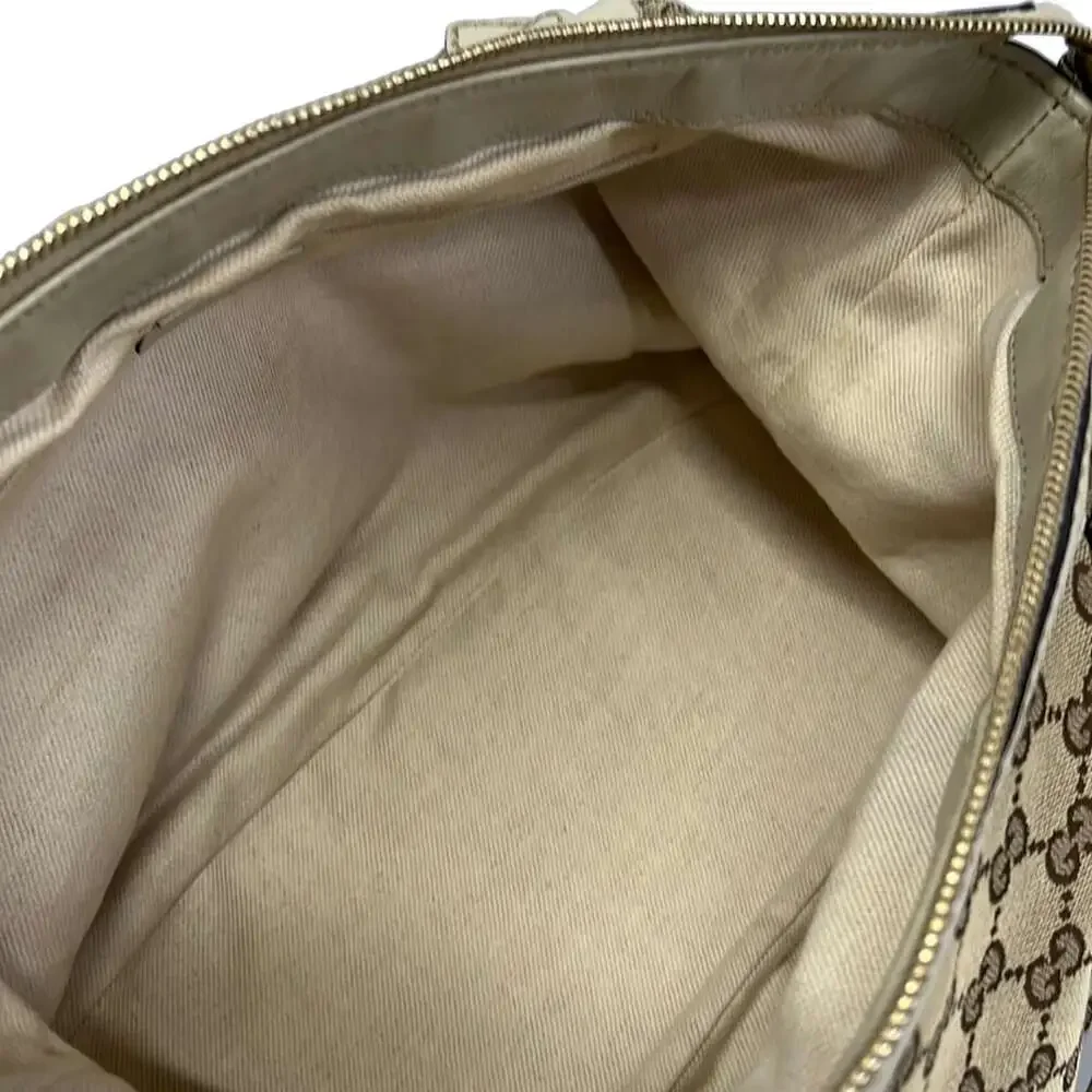 Gucci Handbag 247902 Dark Brown Beige Cream Jacquard Leather